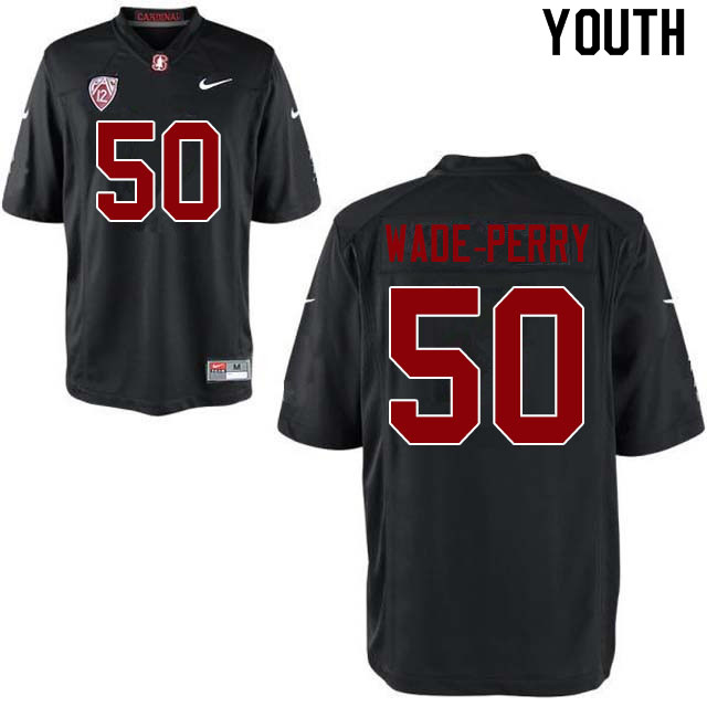 Youth #50 Dalyn Wade-Perry Stanford Cardinal College Football Jerseys Sale-Black - Click Image to Close